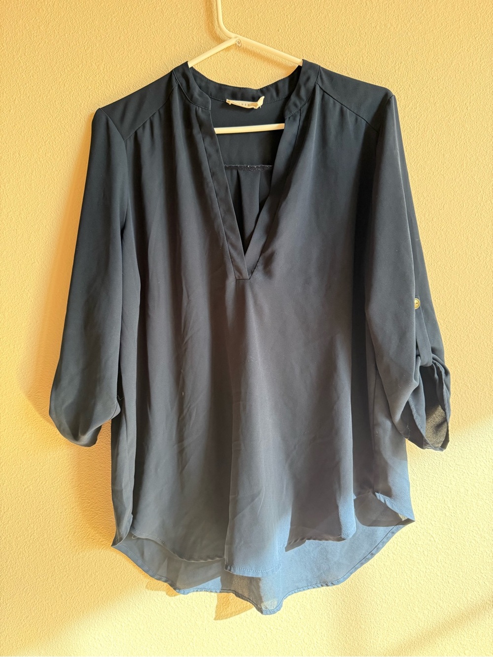 Lush Navy V-Neck Tunic Blouse